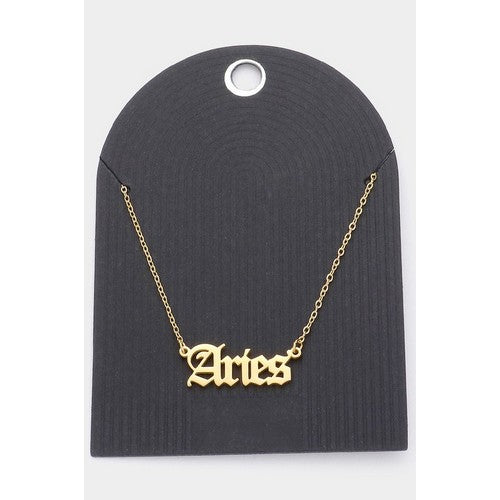 Stainless Steel Zodiac Sign Gold Necklace