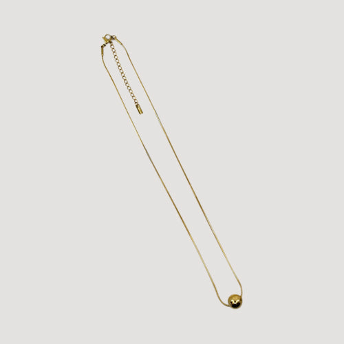 SSN 407G Lux Lux Stainless Steel Single Ball Necklace in Gold