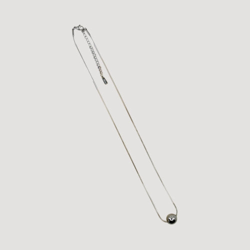 SSN 407R Lux Lux Stainless Steel Single Ball Necklace in Silver