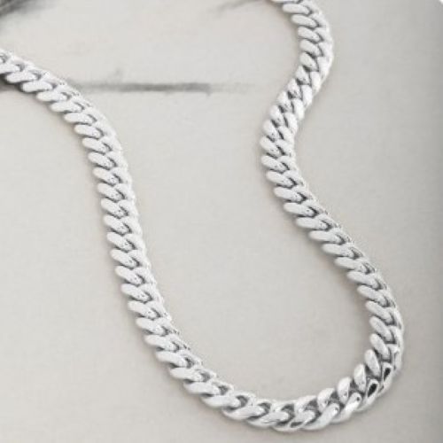Lux Lux Stainless Steel 7mm Cuban Chain Necklace in Silver
