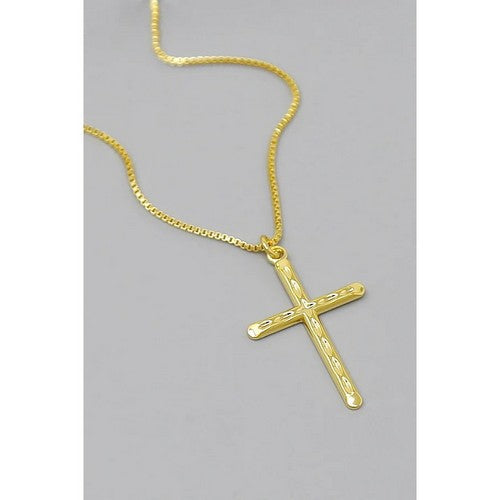 129061 Cross Pendant 18K Gold-Filled Chain