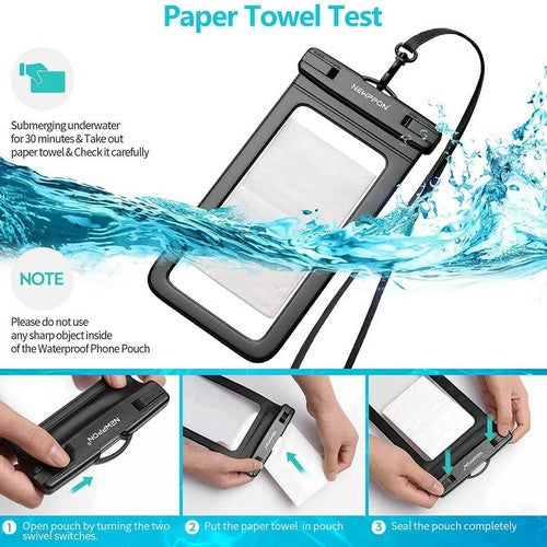 Waterproof Silicone Phone Pouch with Lanyard in Black
