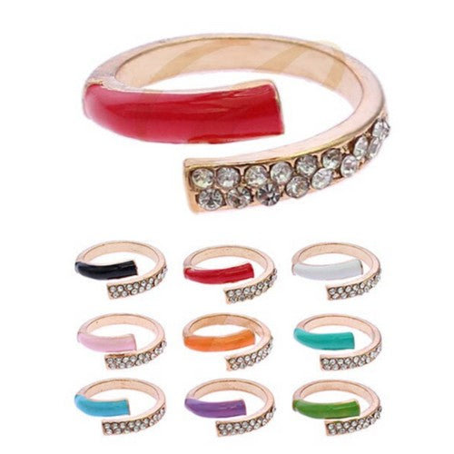 Rhinestone Colour Block Ring in Black