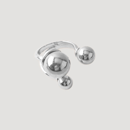 RN11573GS Open Orbs Ring in Silver