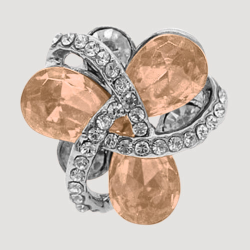 RRN-0510R6 Silver Flower Rhinestone Ring in Gold