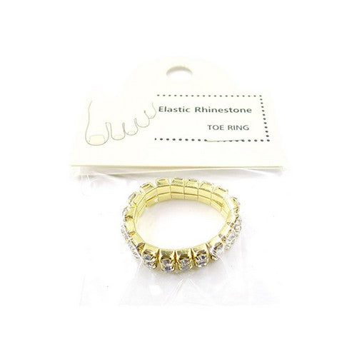 Stretch Rhinestone Toe Rings in Gold
