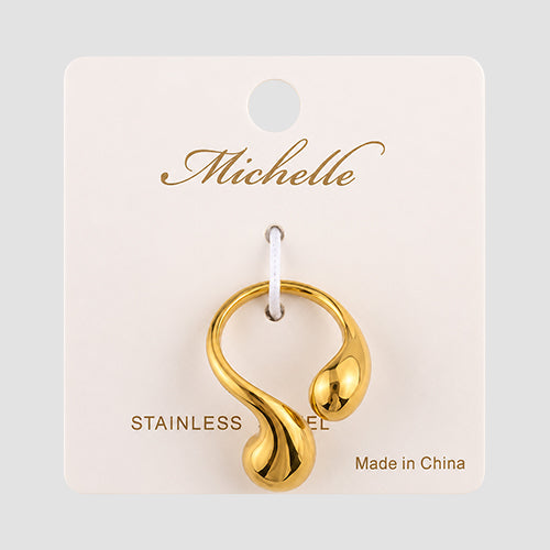 Stainless Steel Chunky Molten Drip Ring in Gold