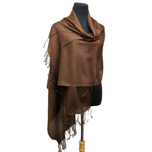 HAR-SC-0131BR Plain Pashmina in Brown