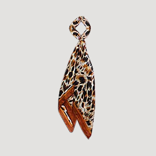RNT0930 Leopard Print Twilly Scarf in Gold