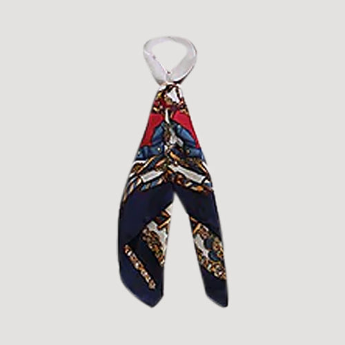RNT1171 Chain & Belt Print Twilly Scarf in Navy