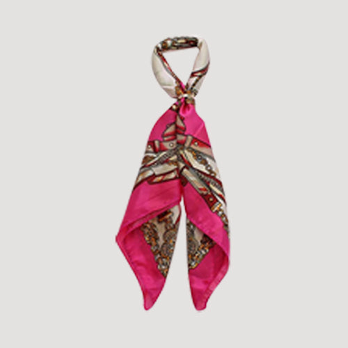 RNT1171 Chain & Belt Print Twilly Scarf in Pink