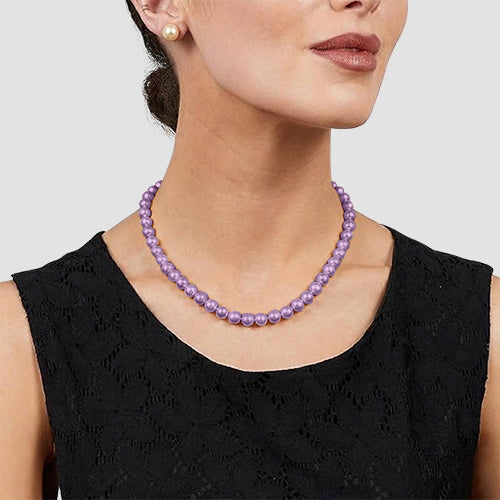 Pearl Necklace & Earring Set Purple