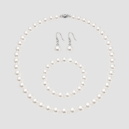 Pearl 3-Piece Dangle Earring Set in White