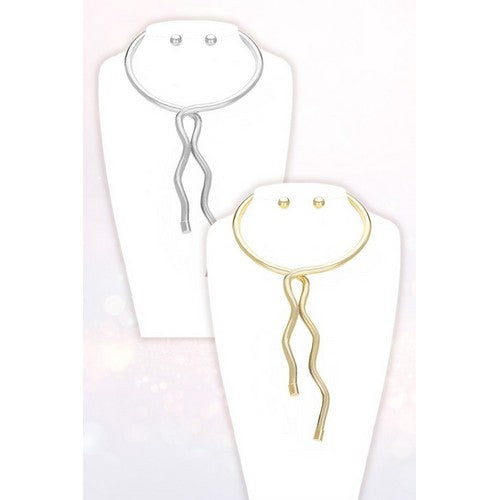 Bendable Statement Necklace & Earring Set in Gold