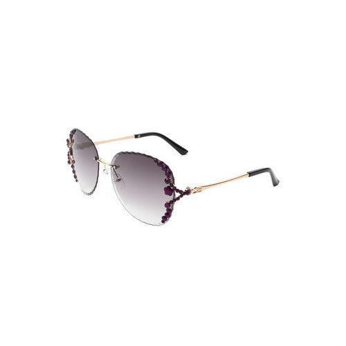 Rhinestone Rimless Shades in Purple