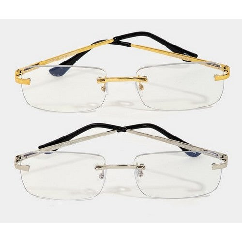 Blue Light Filter Rimless Shades in Silver