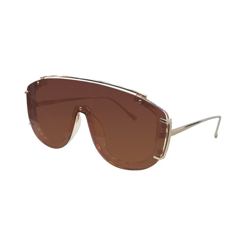 Oversize Partial-Rim Shield in Brown