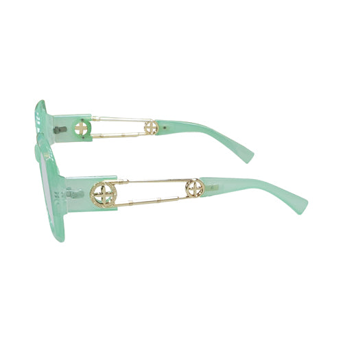 Wheel Emblem Arm Shades in Turquoise Clear Lens