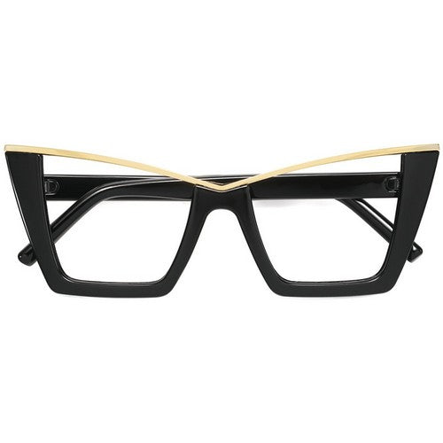 Cat Eye Metal Trim Shades in Gold on Black