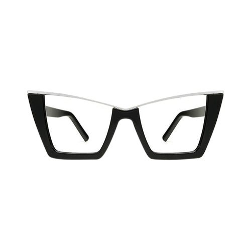 Cat Eye Metal Trim Shades in Silver on Black