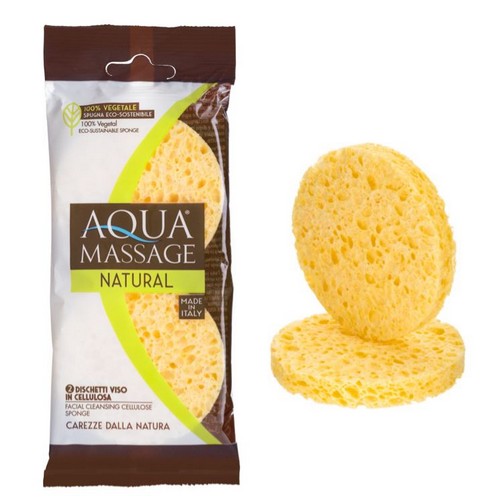 Aqua Massage Natural Facial Cleansing Sponge 2pc
