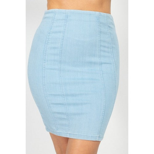 Denim Pencil Skirt in Light Denim