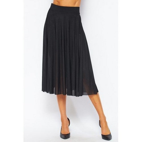IP02 Light Weight Midi Pleated Skirt in Black