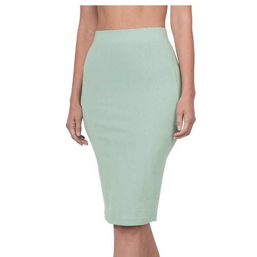 Premium Cotton Pencil Skirt in Dusty Green