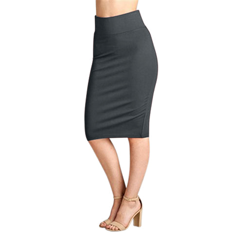 Ponte Knee-Length Pencil Skirt in Charcoal