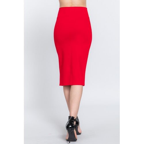 Ponte Pencil Skirt Red