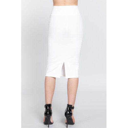 Ponte Pencil Skirt in White