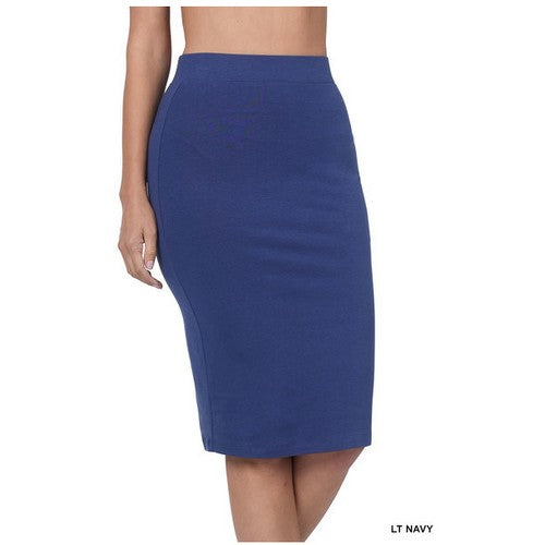 CS-4562M8 Premium Cotton Pencil Skirt in Light Navy