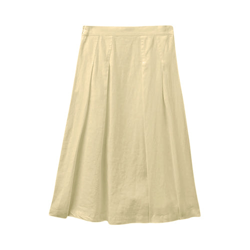 Benetton 100% Linen A-Line Skirt in Yellow