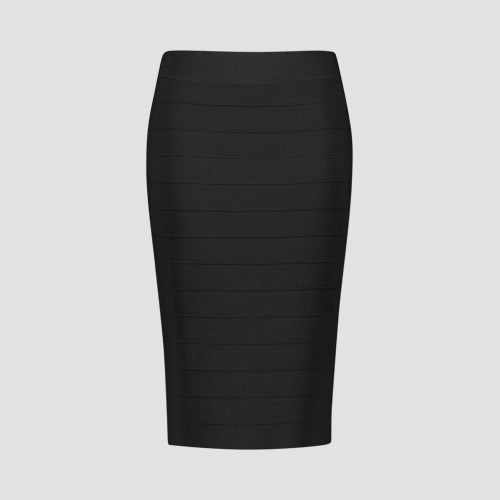 Wide Rib Pencil Skirt in Black