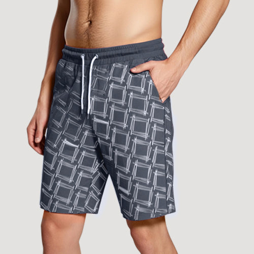 H&M Divided Hatch Print Jogger Shorts in Dark Grey