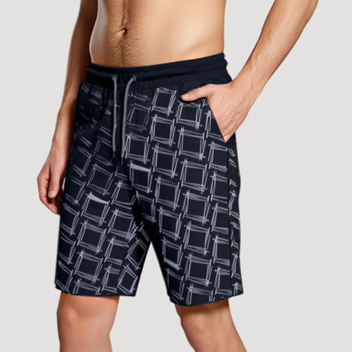 H&M Divided Hatch Print Jogger Shorts in Black/Grey