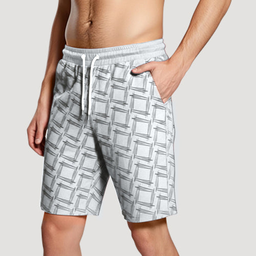 H&M Divided Hatch Print Jogger Shorts in Light Grey
