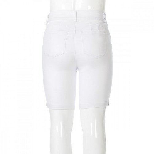 Wax Jean Push Up Bermuda Jean Shorts in White