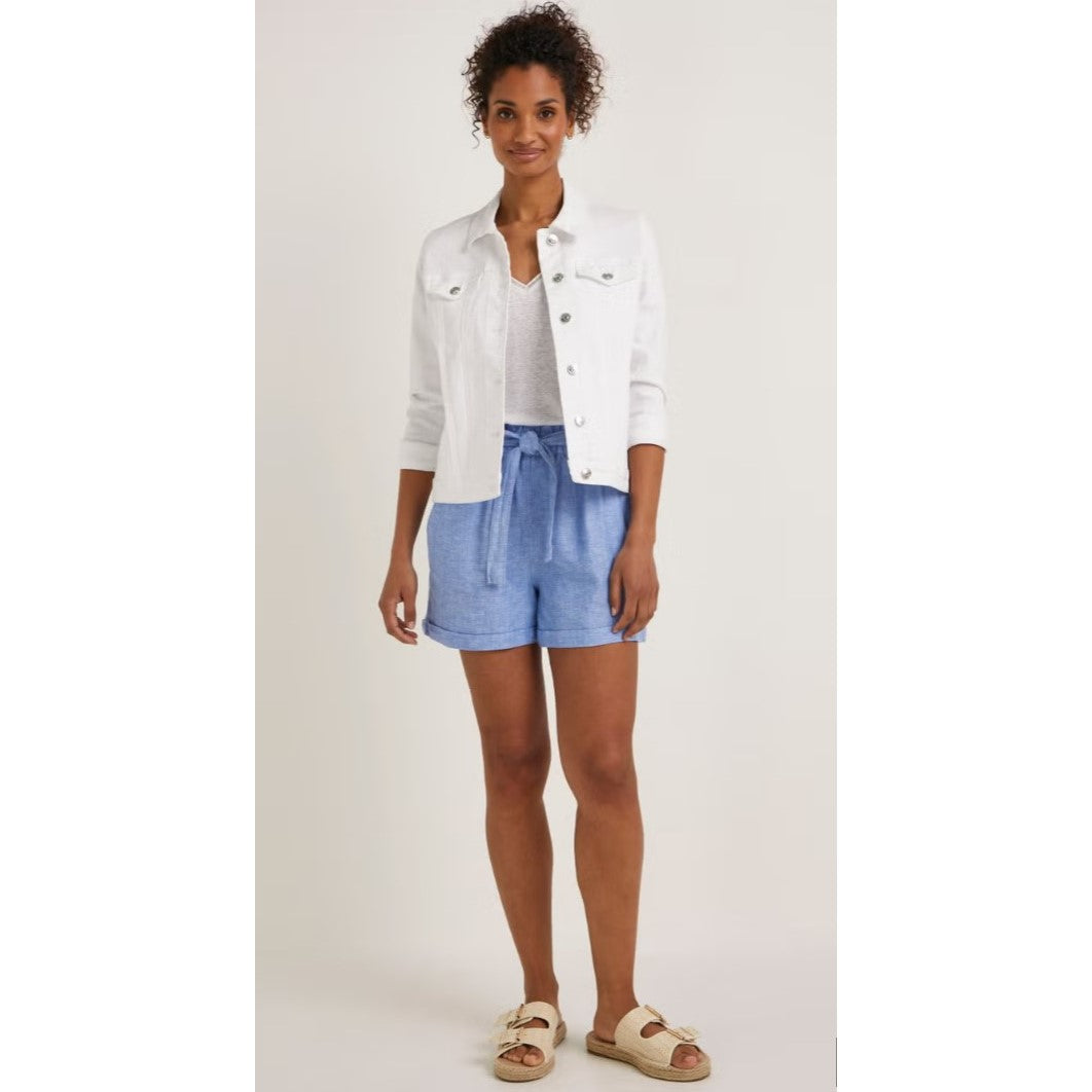 Papaya Tie Waist Linen Shorts Blue