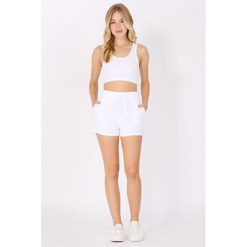 Fleece Jogger Shorts in White