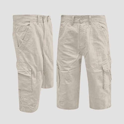 Twill Cargo 3/4 Short Pants in Sand