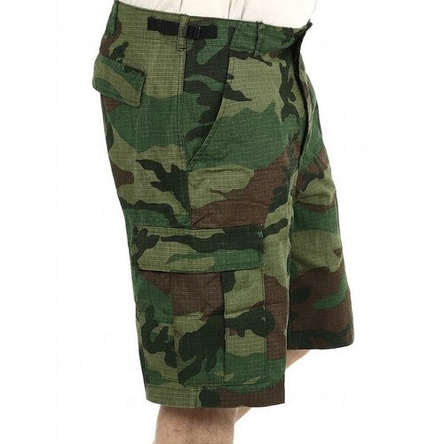 JP Washed Cotton Renegade Cargo 3/4 Shorts in Green Camo