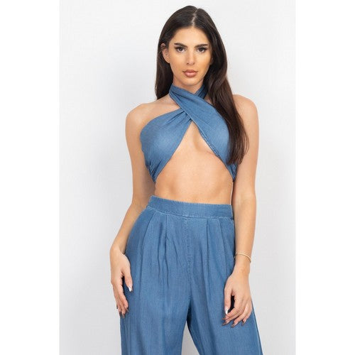 Multiway Denim Tie Tube Top Medium Denim