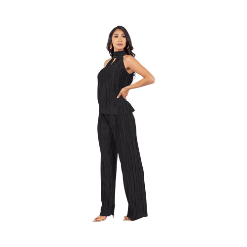 Pleat Palazzo Pants in Black