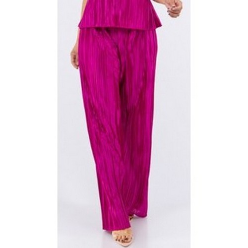 Pleat Palazzo Pants Set in Deep Pink