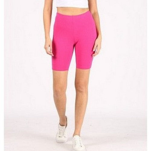 Cotton Rib Vest Top & Bike Short Set in Pink