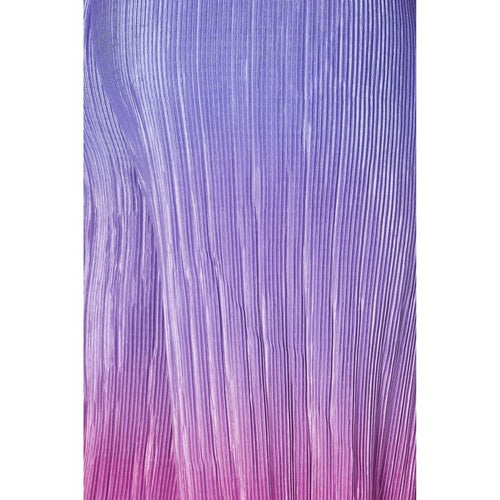 Two Tone Plissé Halter Top Pant Set in Purple & Pink
