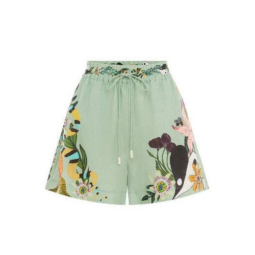 MAGAR59Q63-OU Wild Life Linen Shorts in Green
