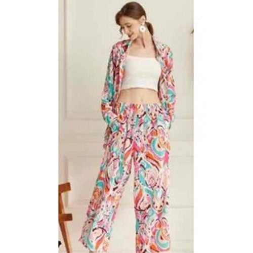 Filagree Abstract Print Oversize Shirt in Pink