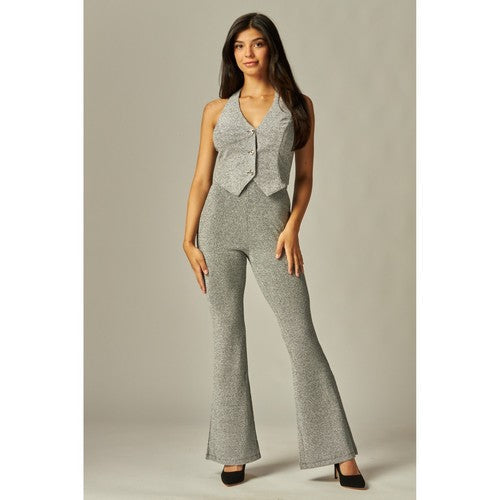 Metallic Simmer Halter Waistcoat in Silver